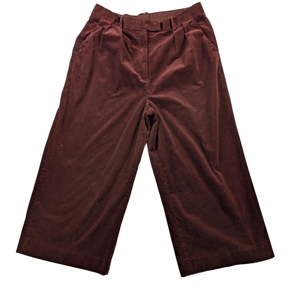 Gap Womens High Rise Wide Leg Corduroy Pants Burgundy Plum Pleated 444895-01